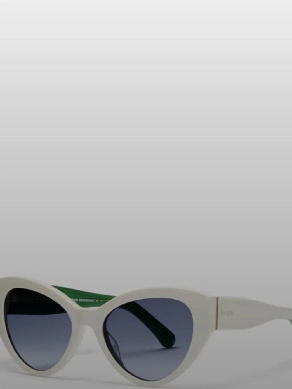 Kate Spade White Cat Eye Sunglasses with Gradient Blue Lenses
